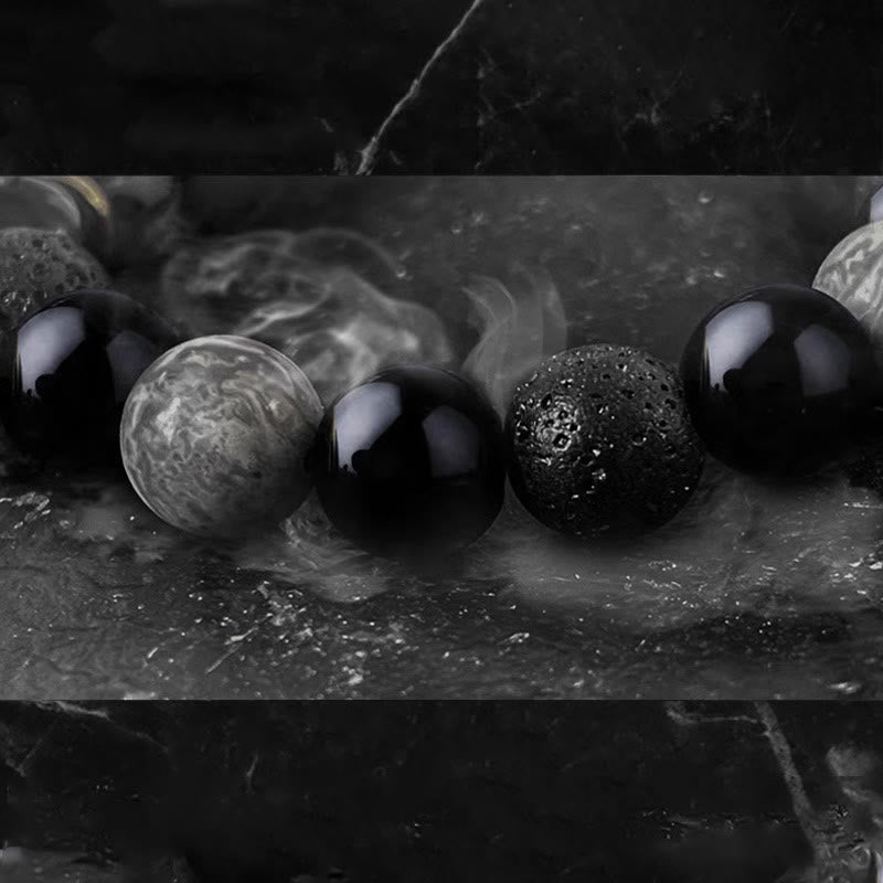 Buddha Stones All the Best for Strength and Grounding Obsidian Bracelet Includes Gift Message Card