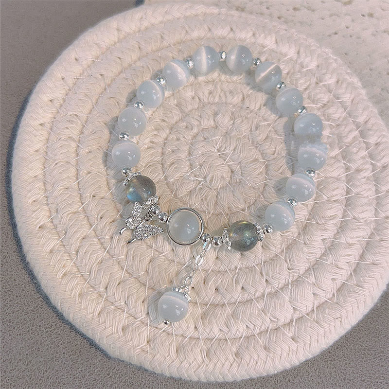 Buddha Stones Sending Luck and Inner Peace Cat's Eye Butterfly Bracelet Includes Gift Message Card