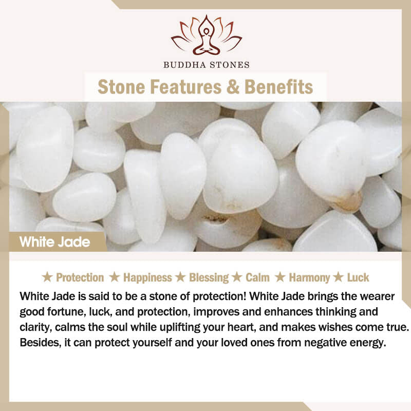 Buddha Stones Hoping for Purity and PeaceNatural White Jade Bracelet Includes Gift Message Card