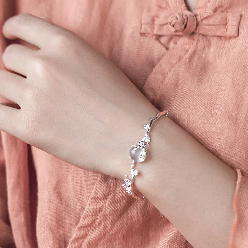 Buddha Stones Sending Grace and HarmonyPlum Blossom Chalcedony Bracelet Includes Gift Message Card