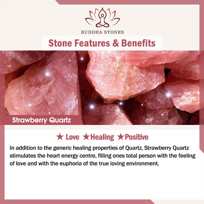 Buddha Stones Sending Love and HarmonyStrawberry Quartz Bracelet Includes Gift Message Card