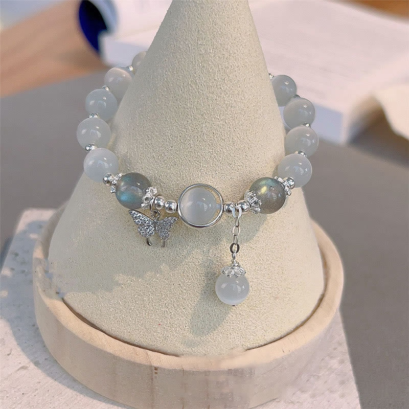Buddha Stones Sending Luck and Inner Peace Cat's Eye Butterfly Bracelet Includes Gift Message Card