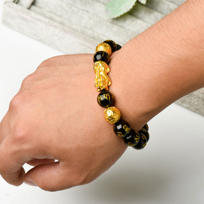 Buddha Stones Blessings of Protection to Attract Wealth PiXiu Bracelet Includes Gift Message Card