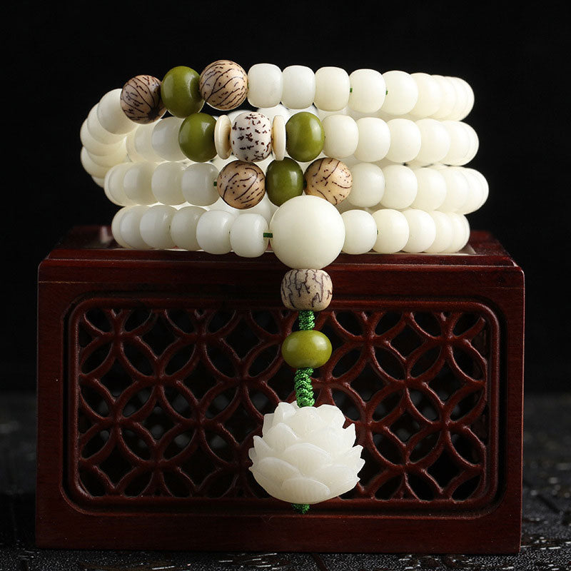 Buddha Stones Hoping for Serenity and Mindfulness Bodhi Lotus Mala Includes Gift Message Card