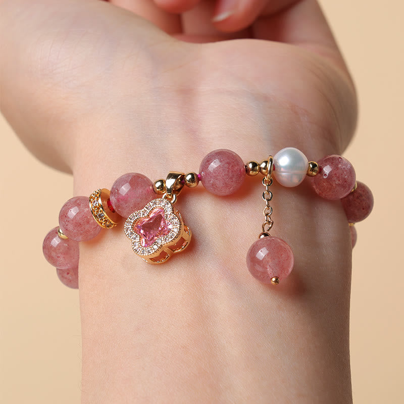 Buddha Stones Wishing Love and Sweet Blessings Quartz Bracelet Includes Gift Message Card