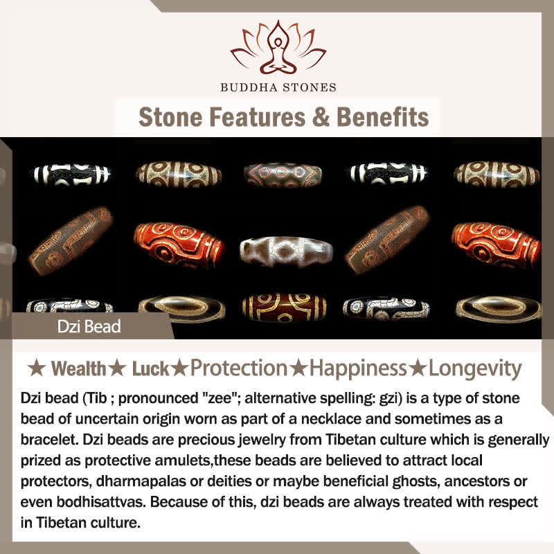 Buddha Stones May Blessings Protect Your Journey Dzi Bead Bracelet Includes Gift Message Card