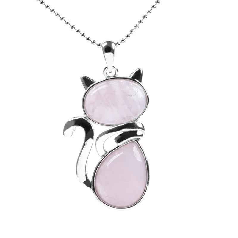 Buddha Stones Wishing You Love and Kindness Cat Rose Quartz Necklace Includes Gift Message Card